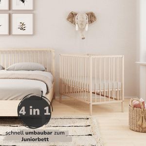 Co-sleeper - Wieg - Ledikant - Babybox - 4 in 1 - Meegroei babybed - Incl. matras - 60x120 cm XXL - Nature - SAMANN