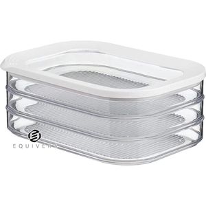 Equivera Vleesdoos 3-laags wit 1650 ml - Vleeswarenbox voor de koelkast - Bewaren van worst en vleeswaren - Vaatwasmachinebestendig vleeswaren doos