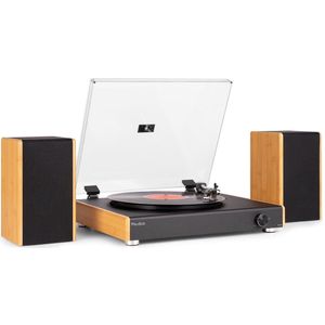 Retro Platenspeler - Audizio RP335BB - Platenspeler met boxen - Bluetooth - Voor alle LP’s - Bamboe