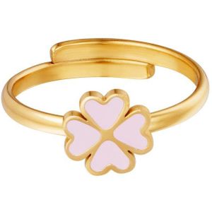 Ring klaver - Stainless steel ring - Sieraden - Goudkleurig - Paars - One size ring - Dames ring - Ringen - Dames ringen - Ring