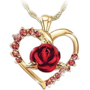 Lumici® | RoosHart Ketting - RoseHeart Necklace - Bloem - Roos - Hart - Hartje - Geslaagd - Cadeau Voor Vrouwen - Moederdag Cadeau - Valentijn - Liefde - Verrassing - Goud