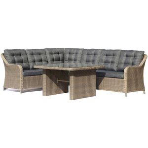 Denza Furniture Vermont dining loungeset | wicker | 267x206cm | Ash Grey | 6 personen