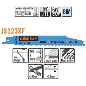 CMT JS123XF-5 Bi-metaal reciprozaagblad 150 x 0,9 mm. 8-14tpi (plaatstaal, buizen/profielen)