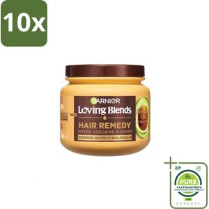 10 x Garnier - Loving Blends - Haarmasker - Avocado Olie & Shea Boter - Ultra Voedend - Golvend & Krullend Haar - 340 ml - Grootverpakking - Haar Masker - Avocado Olie - Shea Boter - Droog Haar - Pluizig Haar