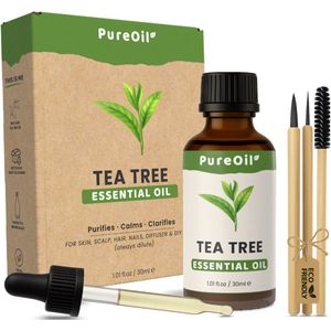 PureOil – Tea Tree Etherische Olie – 30ml – 100% Puur, Natuurlijk & Vegan – Tea Tree Oil Voor Huid | Gezicht | Kalknagels | Scalp | Diffuser | Aromatherapie - Incl. Ebook - Sinterklaas Cadeautjes - Black Friday Deals 2025