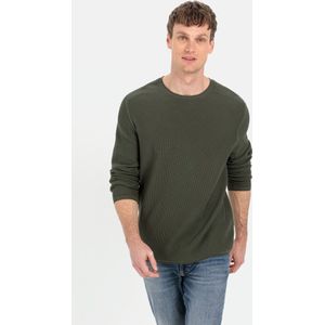 camel active Fijngebreide trui van zuivere organic cotton - Maat menswear-XL - Donker Groen