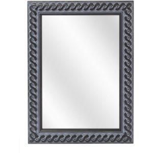 Spiegel met Gevlochten Houten Lijst - Oud Zwart - 40x60 cm