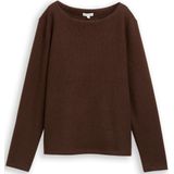 TOM TAILOR - Sweatshirt - Donkerbruin - Losse Pasvorm - Lange Mouw