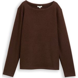TOM TAILOR - Sweatshirt - Donkerbruin - Losse Pasvorm - Lange Mouw