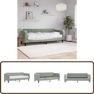 vidaXL Slaapbank met matras - 80x200 cm - Fluweel Grijs Slaapbank - Sofa Bed - Tweepersoonsbed - Comfortabel Bed - Fluweelsofa