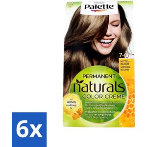 6 x Poly Palette - Haarverf - Middenblond 7-0 - 115ml - Haarverf - Permanente Haarverf - Middenblond - Grijsdekking - Cacaoboter