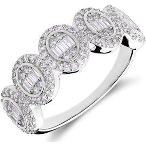 Lucardi - Dames Zilveren Ring - Zilverkleurig - Ovaal met Zirkonia - 925 Zilver - 17.50 / 55 mm
