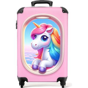 NoBoringSuitcases.com® - Unicorn koffer - Roze reiskoffer meisje - 55x35x25