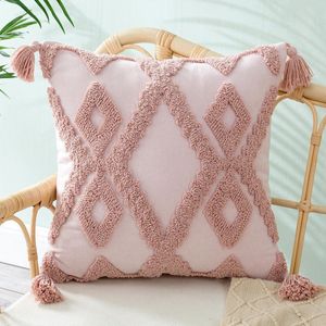 Exclusieve Lucy’s Living Luxe Handgemaakte Sierkussen BOHO Pink - roze - 50 x 30 cm - kussen - kussens - fluweel - wonen - interieur