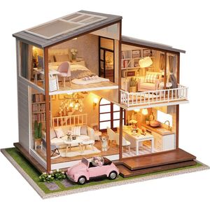 Premium Miniatuur XXL bouwpakket - Bouwpakket - Voor Volwassenen (14+) - Modelbouwpakket - DIY - Poppenhuis – incl. Led Licht, Muziek en bescherming - Holiday Palace