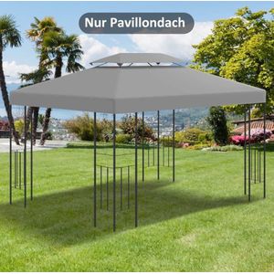 Vervangend dakpaviljoen dak voor metalen paviljoen tuinpaviljoen feesttent tuin tent polyester 3x4m lichtgrijs