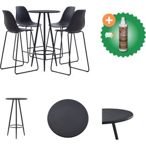 vidaXL 5-delige Barset kunststof zwart - Set tafel en stoelen - Inclusief Houtreiniger en verfrisser