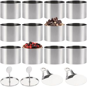 Dessertringen en dinerringen 75 cm - Roestvrij staal - Set van 12 stuks met drukknop - Taartringen - Kleine bakring - Ronde dinerringen - Taartring - Dessertringen - Doe-het-zelf