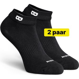 Enkelsokken die niet afzakken Zwart – 2Paar - Premium katoen - Nederlands Patent - Sok met Onderbroekenband die niet Afzakt – Naadloze sokken – Sneakersokken Dames & Heren – Maat 35-38