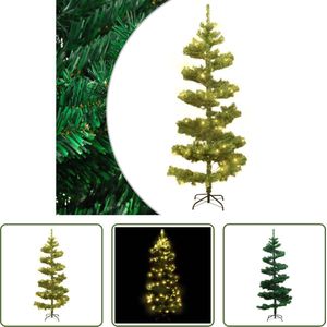 The Living Store Spiraal LED Kerstboom - 150 cm - Groen met PVC uiteinden en 8 lichteffecten