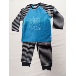 Noukie's - Pyjama - Velour -  2delig - Turquoise met marine  -  18maand 86