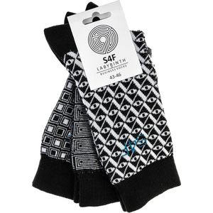 Moderne katoenen herensok – zwart met mooi patroon – 3 paar – 39/42