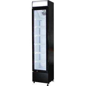 Gastro-Cool DC130 - Slimline koelkast met glazen deur 150 Liter - Zwart/Zwart/Wit 135201‎‎