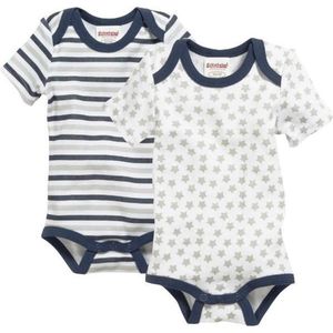 Playshoes Schnizler set 2 rompers korte mouw marine grijs sterren strepen