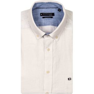 Giordano - Korte Mouw Overhemd - Heren - L - Wit - Linnen - 516009