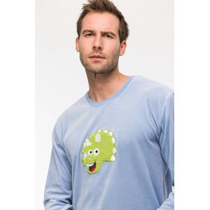 Woody Jongens-Heren Pyjama lichtblauw - maat 176/16J