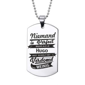 Niemand Is Perfect - Hugo - RVS Ketting