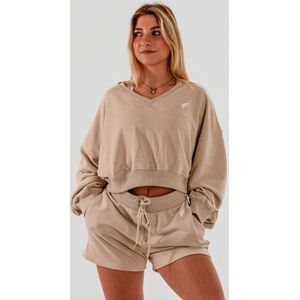 Loungeoutfit / joggingpak dames / huispak / comfy outfit / loungewear short + sweater (beige)