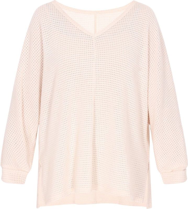 Usha - Trui - Lichtbeige - V-hals - Wijde Pasvorm - Lange Mouw