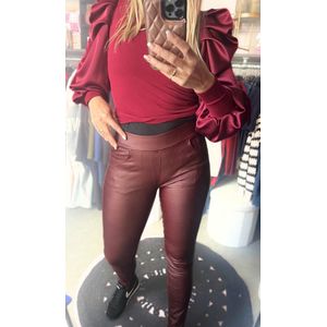 Skinny leren broek - Imitatieleer - Skinny fit - Stretch - Bordeaux rood - Maat S 36