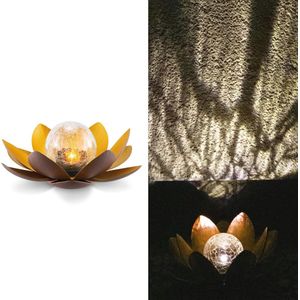 LED solar tuinverlichting met sensor - Zonne-energie lamp voor buiten - 27 x 11,5 cm - Goud/Koper