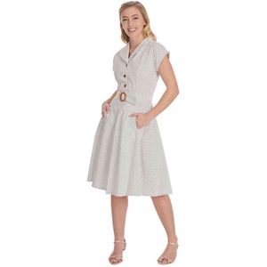 Banned - Polka Dot Dance Flare jurk - XL - Wit