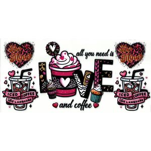 UV DTF cup sticker - stickers - beker - cup - koffie - drinkbeker - sticker - love coffee - iced coffee - hartjes - uv sticker - hobby - stikker - zelfklevende sticker - leuk voor op drinkbeker - beplakken op alle objecten - leuk voor op je koffer