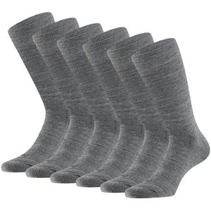 Apollo Merinowollen Sokken - Badstof Zool -6 paar - Medium Grey Melange - Dames & Heren Sokken - Maat 39/42