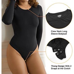 Dames - Bodysuit - Zwart - Nauwsluitend - Hoge Stretch - Korte Mouwen