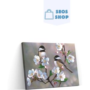 SEOS Shop ® Diamond Painting Volwassenen - Diamond Painting Kinderen - Diamond Painting Pakket Volledig - Vogels op een bloesem - 50x40 cm