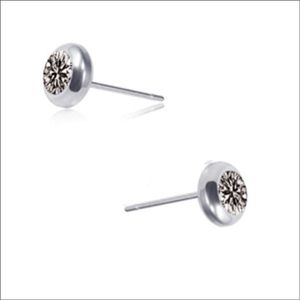 Aramat jewels ® - Aramat jewels-oorbellen-zirkonia- zweerknopjes-grijs- chirurgisch staal- 4mm-zilverkleurig