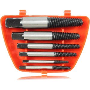 6-delige spiraalschroefextractor linksuitdraaiset - professioneel uitdraaigereedschap met linksboor - zilver