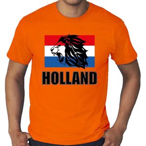 Grote maten oranje t-shirt met leeuw en vlag Holland / Nederland supporter EK/ WK voor heren XXXXL