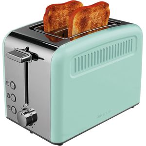 Silvercrest Kitchen Tools Broodrooster - Functies: ontdooien en opwarmen - Vermogen: 950 W - Standen: 6 - Met gepolijst RVS front en gelakte zijvlakken - Geïntegreerd broodjesopzetstuk - Uitneembare kruimellade