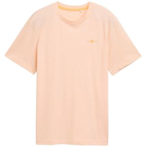 TOM TAILOR T-shirt voor heren, 37310 - Peachy Orange White Stripes, XL