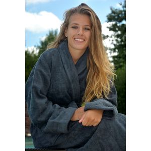 ARTG® Robezz - Badjas Sjaalkraag - 100% Badstof Katoen - Donkergrijs - Graphite - Maat S/M