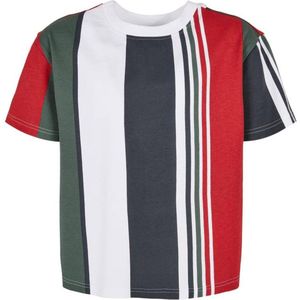 Urban Classics - Heavy Oversized Big AOP Stripe Kinder T-shirt - Kids 158/164 - Wit/Blauw