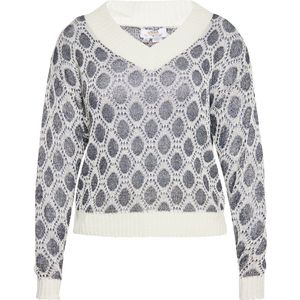 usha - Pullover - V-Ausschnitt - Dames - Met Strickmuster