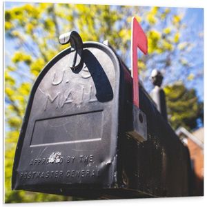 Forex - Zwarte Brievenbus - 100x100cm Foto op Forex