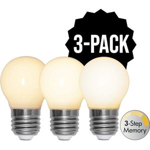 3-Pack | 3 standen - Kogellamp - E27 - 4W - Extra Warm Wit - 2700K - Opaal